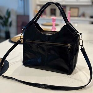 EUC HOBO Black Leather Handle Satchel Handbag